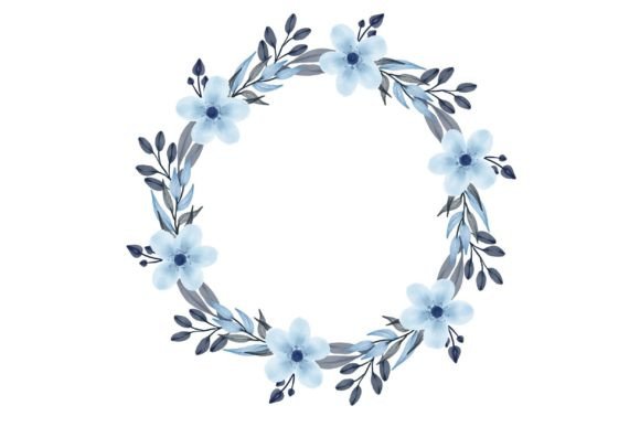 Blue Floral Wreath for Invitation: A Versatile Watercolor Illustration