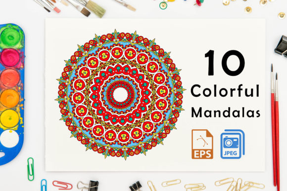 Colorful Mandala with Floral Shapes for Mindful Coloring