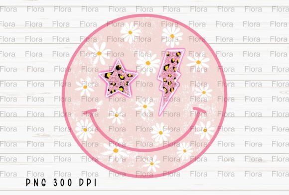 Creative Power Unleashed: The Floral Pink Retro Happy Smiley Face PNG
