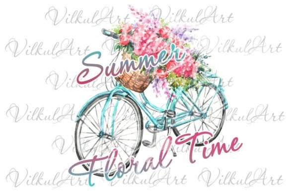 Summer Floral Bicycle Watercolor PNG: Creative Design and Practical Sublimation Ideas
