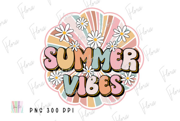Summer Vibes Rainbow Retro Floral PNG: Creative Applications