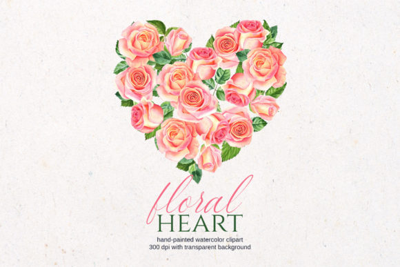 Watercolor Roses Heart Floral PNG: Softening Your Creative Projects with Hand-Painted Romance