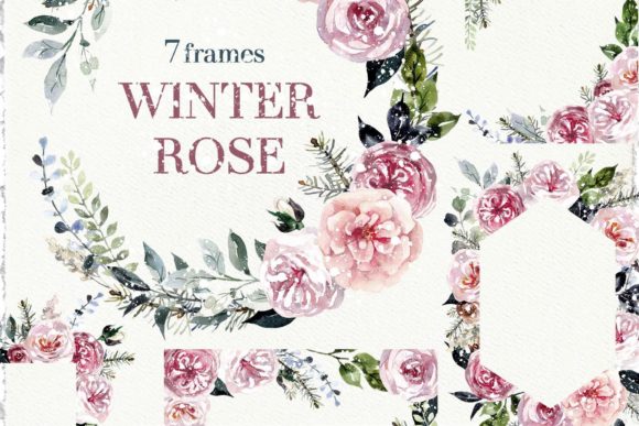 Watercolor Winter Floral Frame: Versatile Digital Art for Every Project