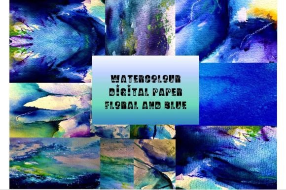 Watercolour Blue Floral Digital Paper: Hand-Painted Backgrounds for Today’s Creatives
